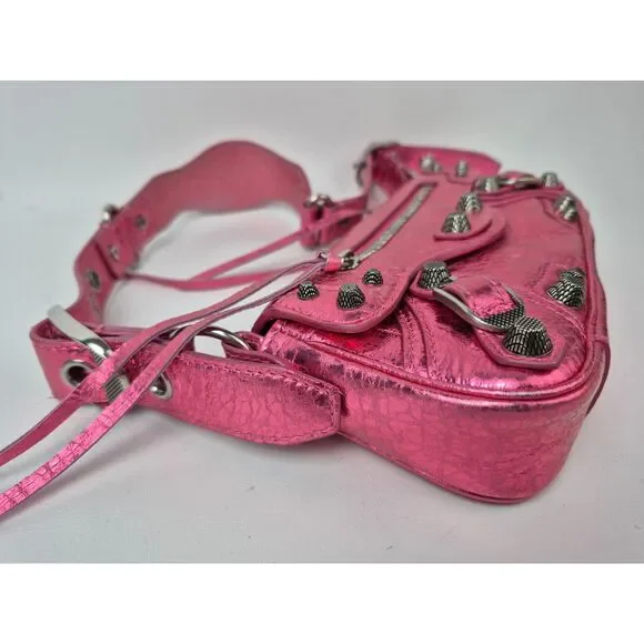 Balenciaga Metallic Pink Leather Le Cagole XS Sling Bag - Picture 4 of 13